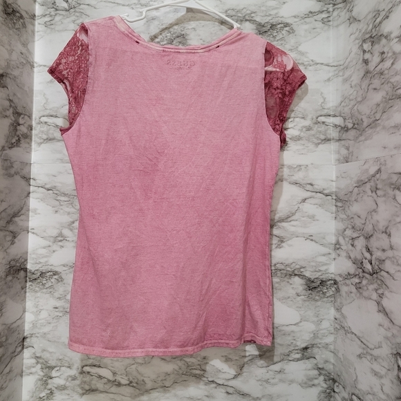 Guess Y2K Bling Pink Lace Tee Large - Picture 5 of 5